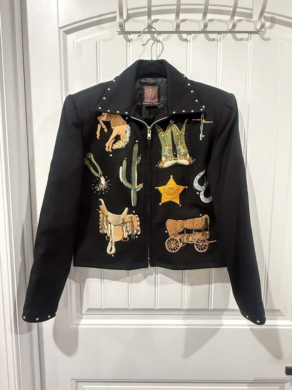 Gordon & James Western Embroidered Wool Jacket Women’s S Black Cowgirl Y2K - Picture 2 of 9